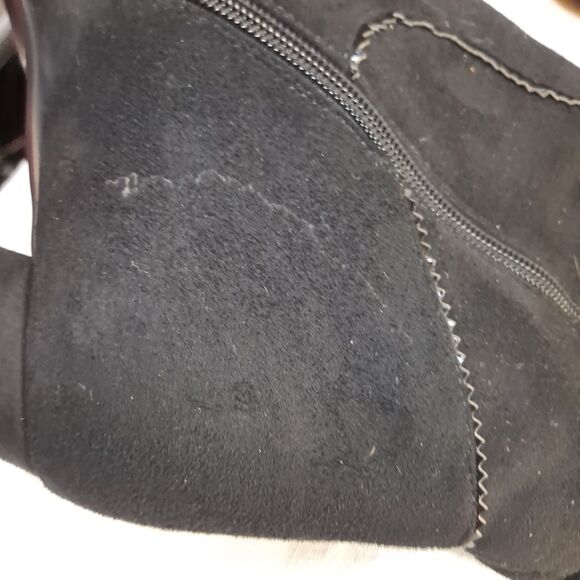 Rose Wand OTK Embroidered Boots Women's 12M Fabric Upper Black Renaissance Boho - Picture 11 of 13